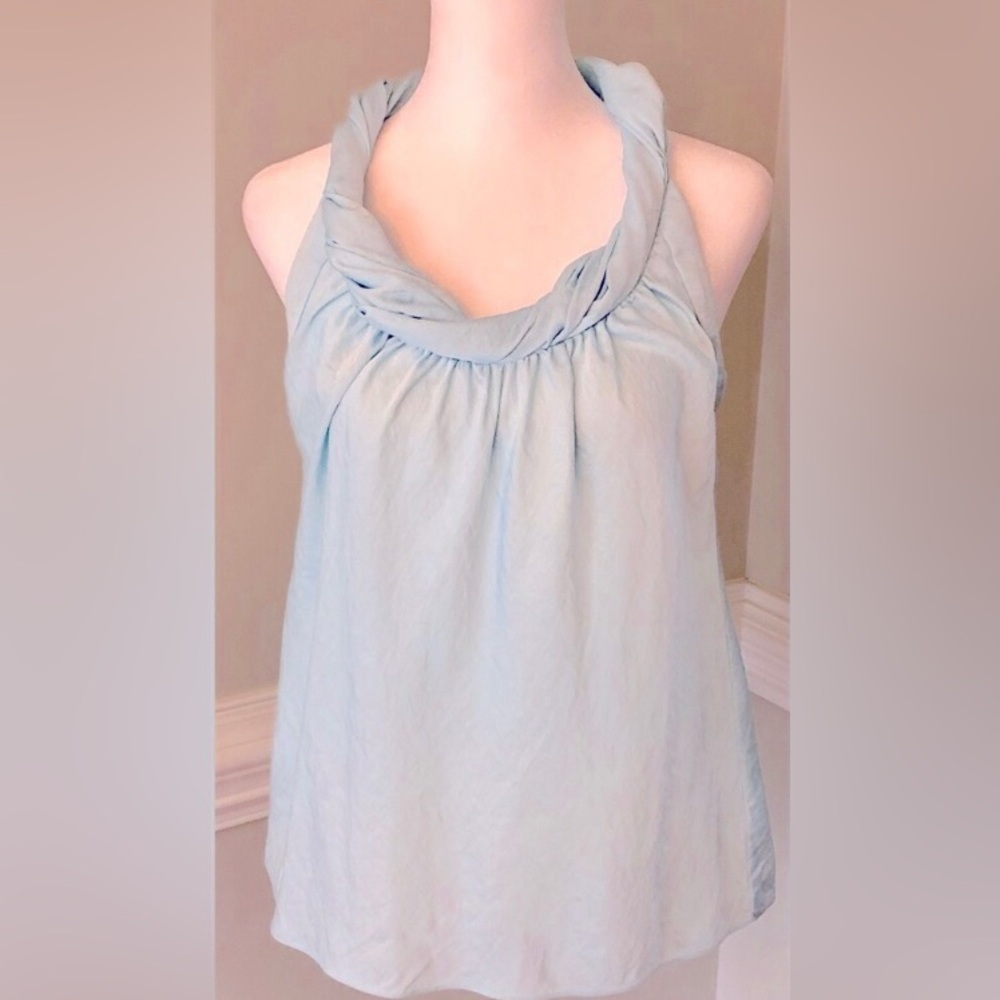 Talbots Blue Ruched Dress Tank Blouse